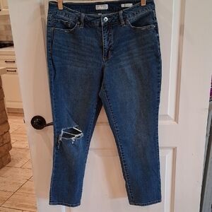 SOFIA Bagi Boyfriend Jeans Size 10S Medium Distressed Knee Wash